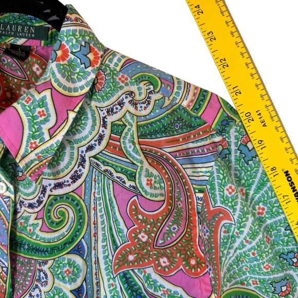 Lauren‎ Ralph Lauren Blouse Women's L Thin Light 100% Cotton Multicolor Paisley - Picture 10 of 11